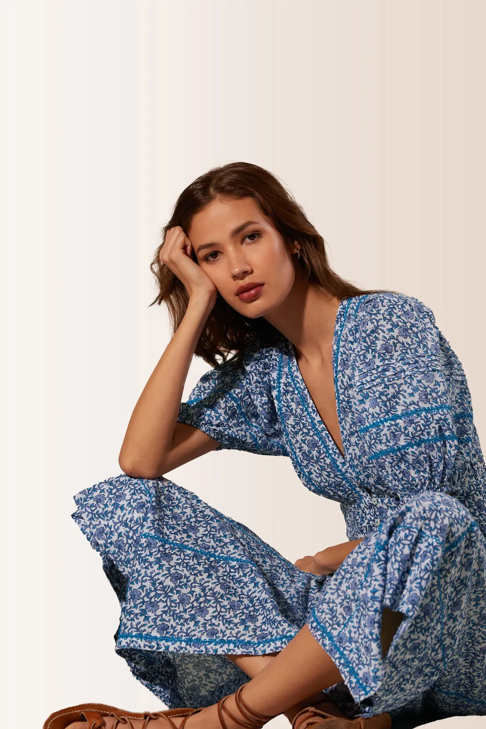 Midi Dress Reine - Blue Mistral sold by Poupette St Barth product image thumbnail 2