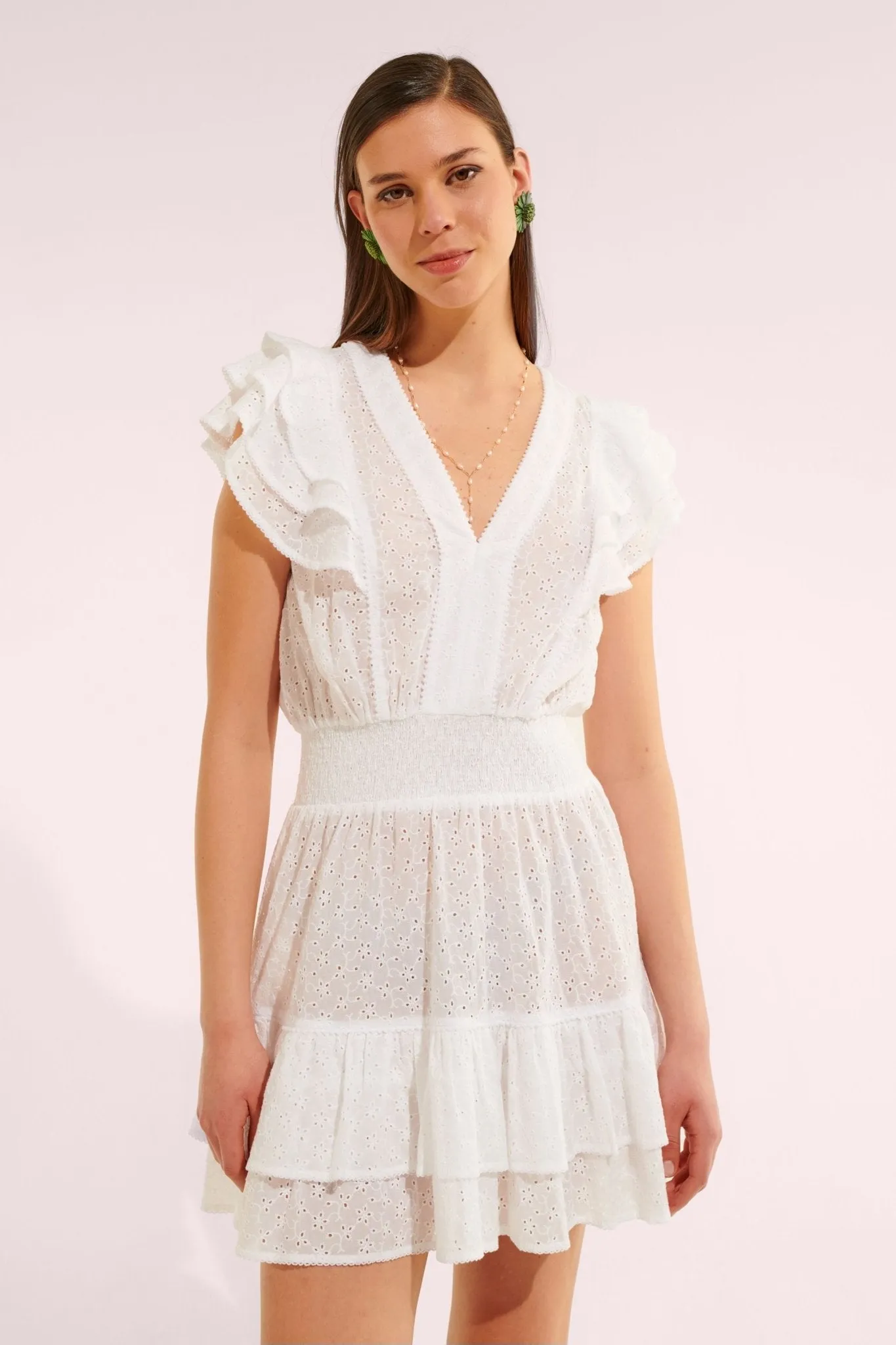 Mini Dress Camila - Optic White sold by Poupette St Barth product image thumbnail 2