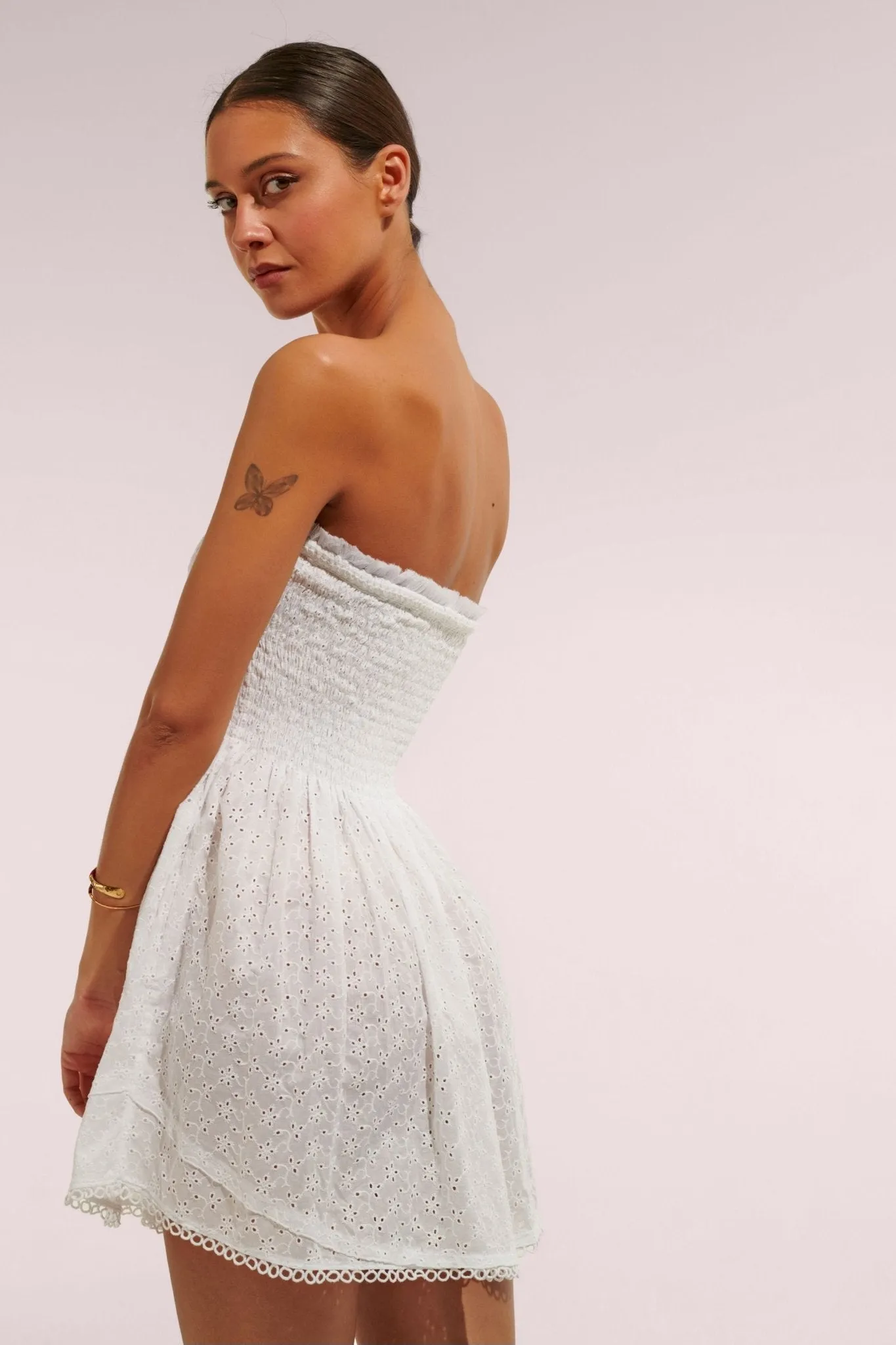 Bandeau Dress Claire - Optic White sold by Poupette St Barth