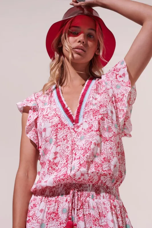 Short Jumpsuit Sasha - Pink Mid 70'S Garden sold by Poupette St Barth