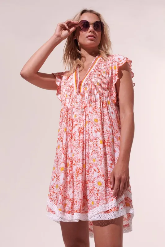 Mini Dress Sasha - Orange Mid 70'S Garden sold by Poupette St Barth