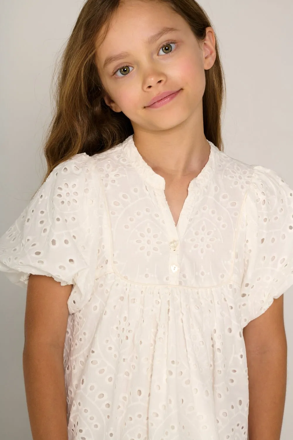 Mini Dress Cruz for girls - Natural White sold by Poupette St Barth product image thumbnail 3