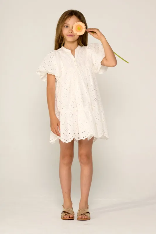 Mini Dress Cruz for girls - Natural White sold by Poupette St Barth