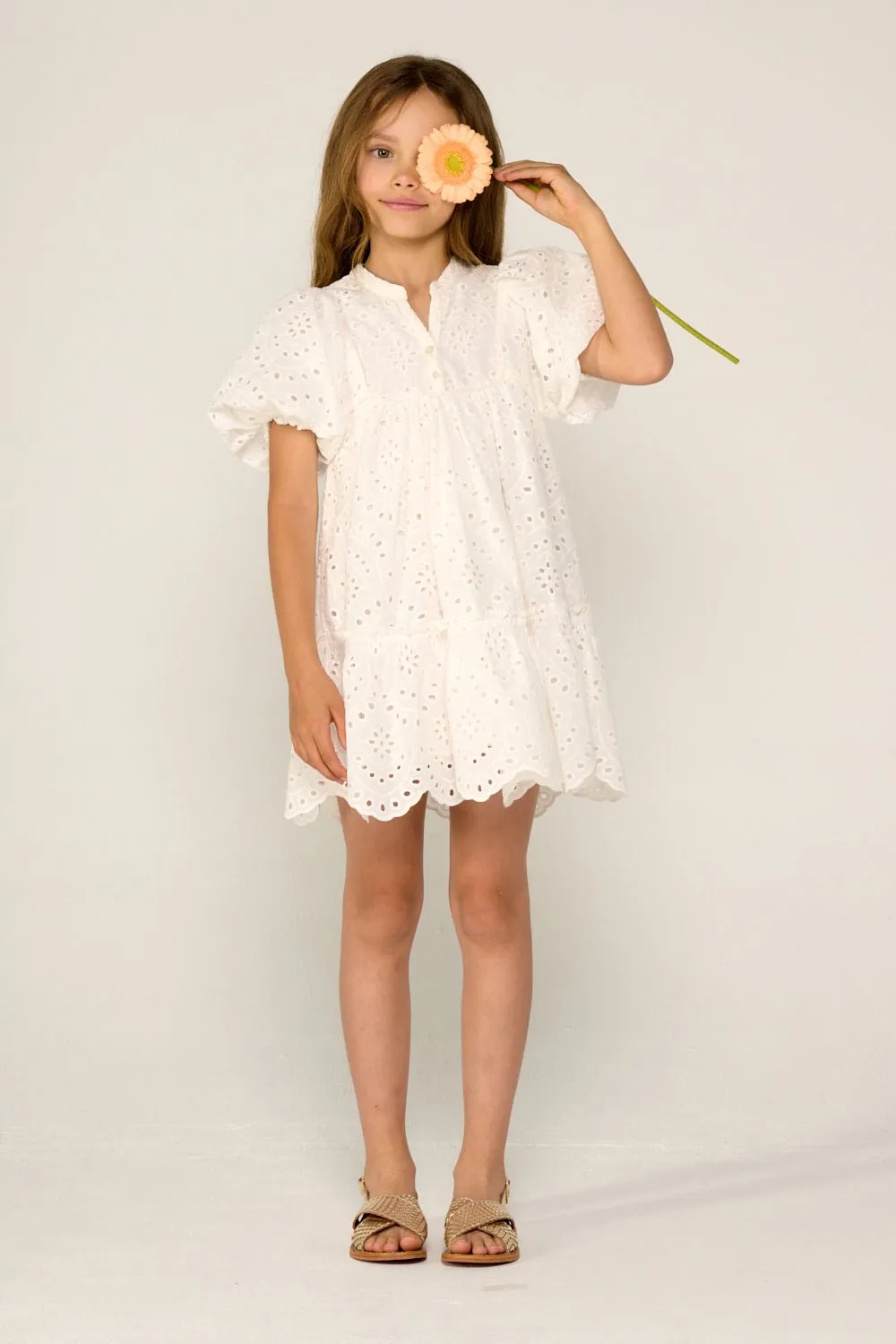 Mini Dress Cruz for girls - Natural White sold by Poupette St Barth