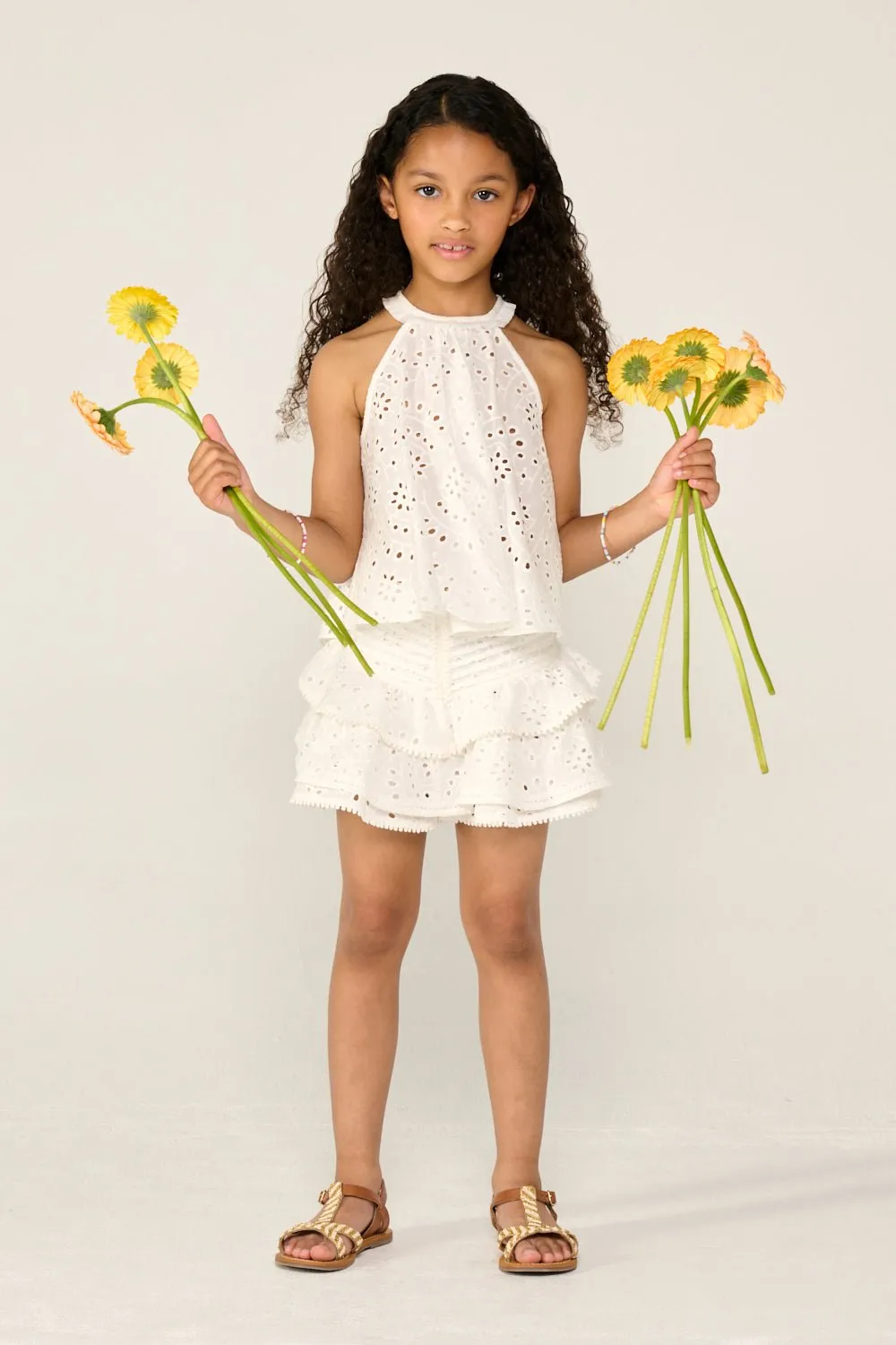 Mini Skirt Alizee for girls - Natural White sold by Poupette St Barth