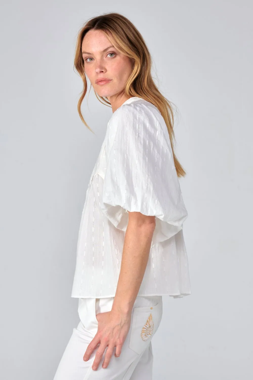 Blouse Flores - Natural White sold by Poupette St Barth product image thumbnail 4