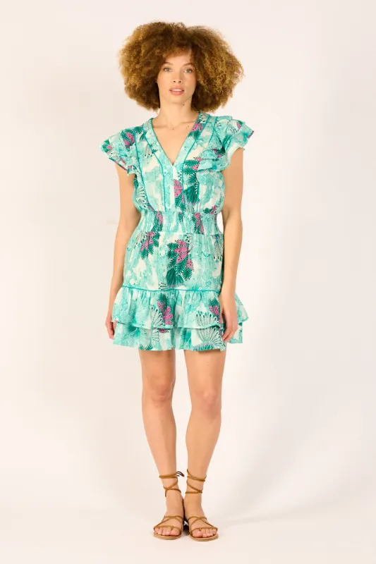 Mini Dress Camila - Green Padang sold by Poupette St Barth