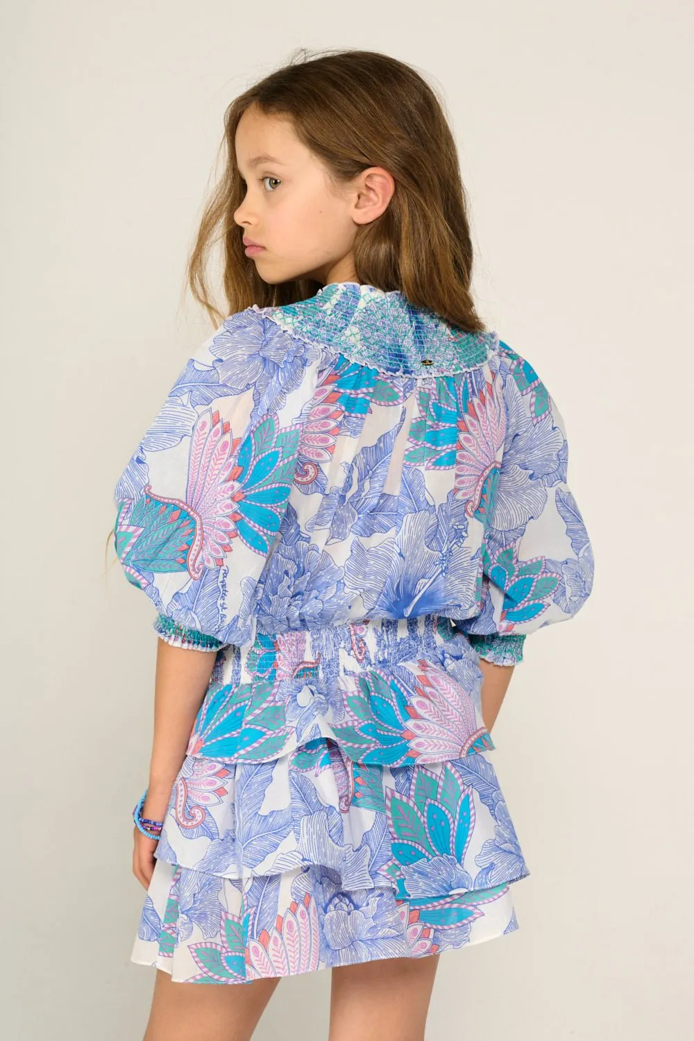 Mini Dress Anna for girls - Blue Padang sold by Poupette St Barth product image thumbnail 4