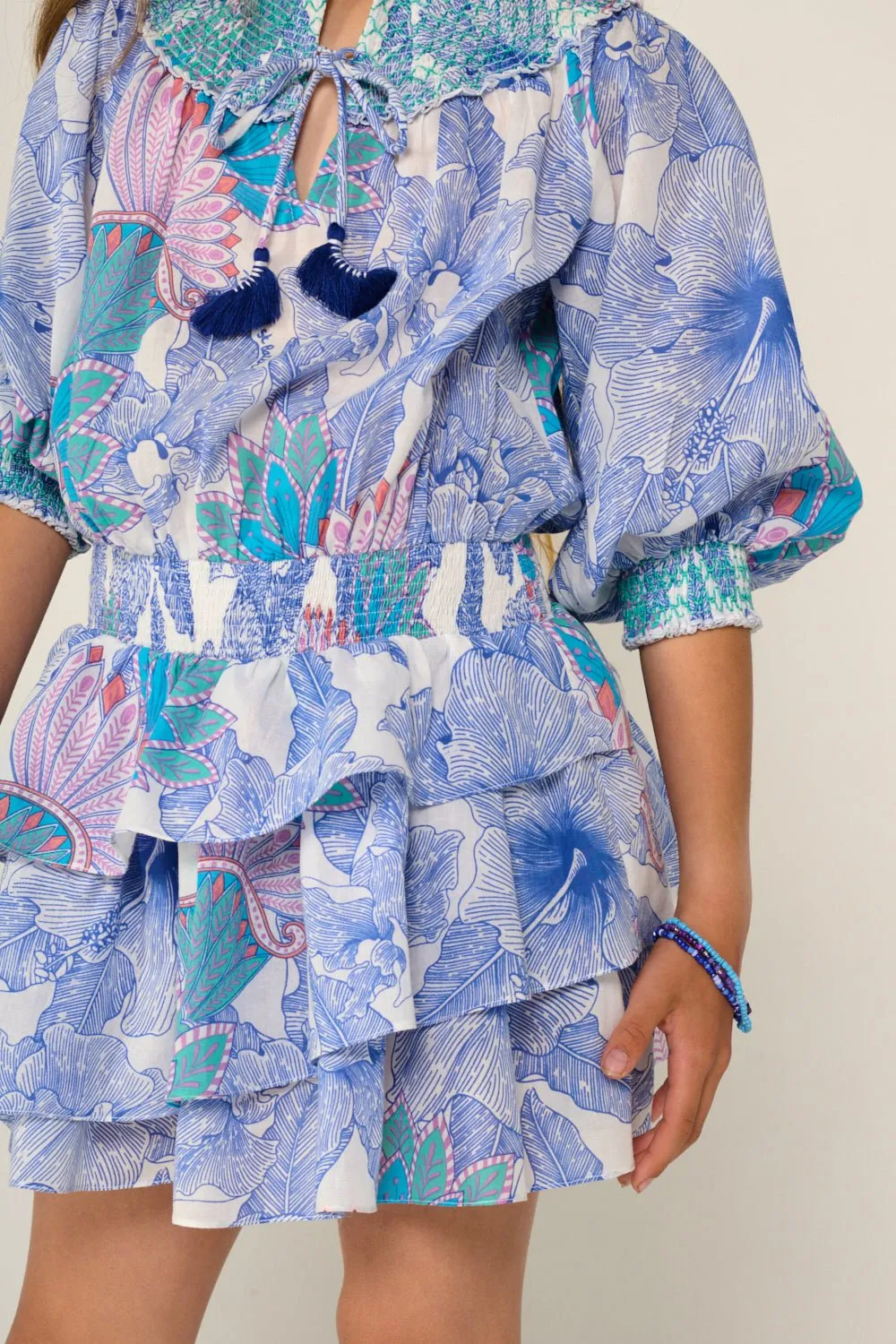 Mini Dress Anna for girls - Blue Padang sold by Poupette St Barth product image thumbnail 3