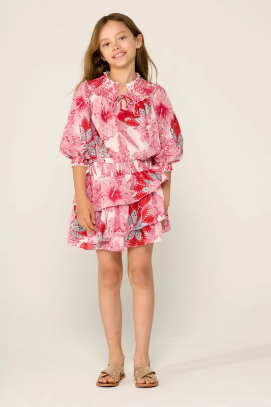Mini Dress Anna for girls - Pink Padang sold by Poupette St Barth
