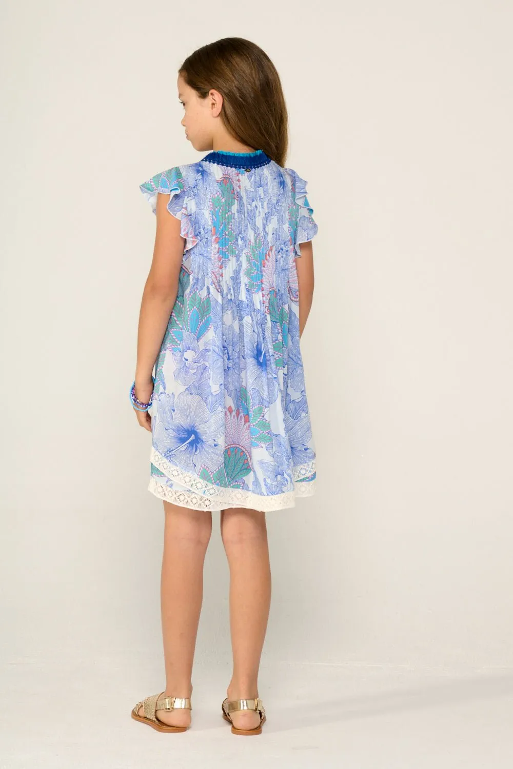 Mini Dress Sasha for girls - Blue Padang sold by Poupette St Barth product image thumbnail 5