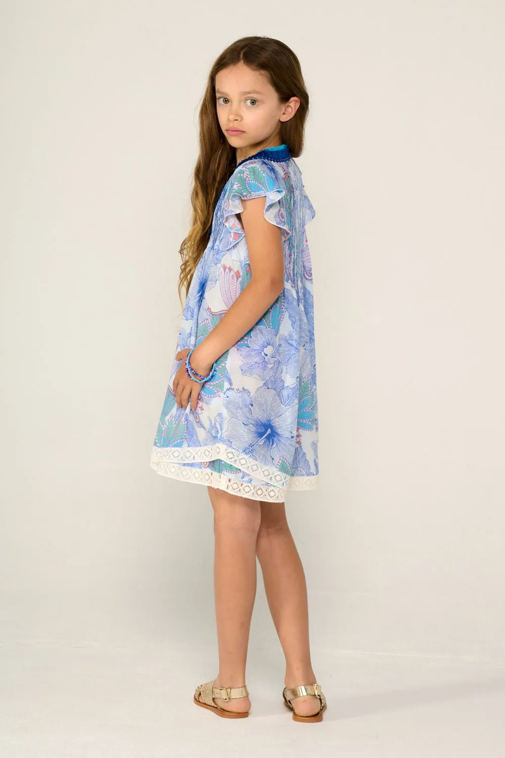 Mini Dress Sasha for girls - Blue Padang sold by Poupette St Barth product image thumbnail 4