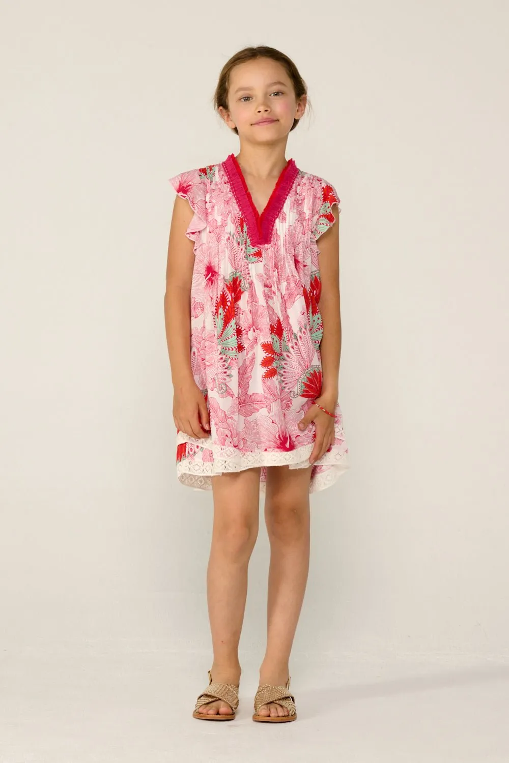 Mini Dress Sasha for girls - Pink Padang sold by Poupette St Barth product image thumbnail 4