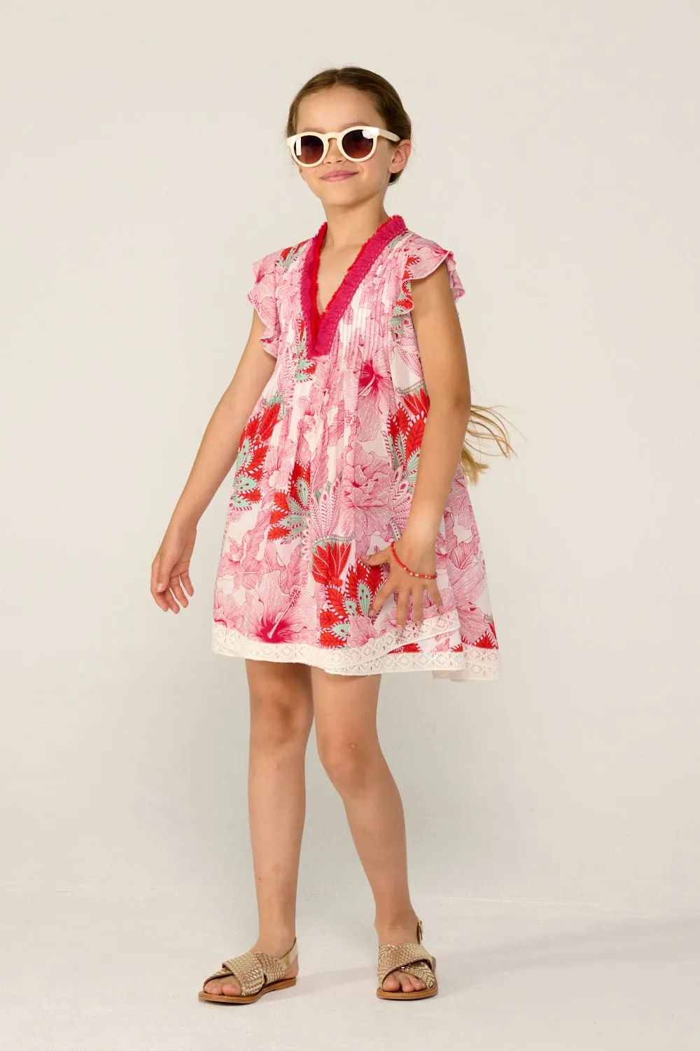 Mini Dress Sasha for girls - Pink Padang sold by Poupette St Barth product image thumbnail 2