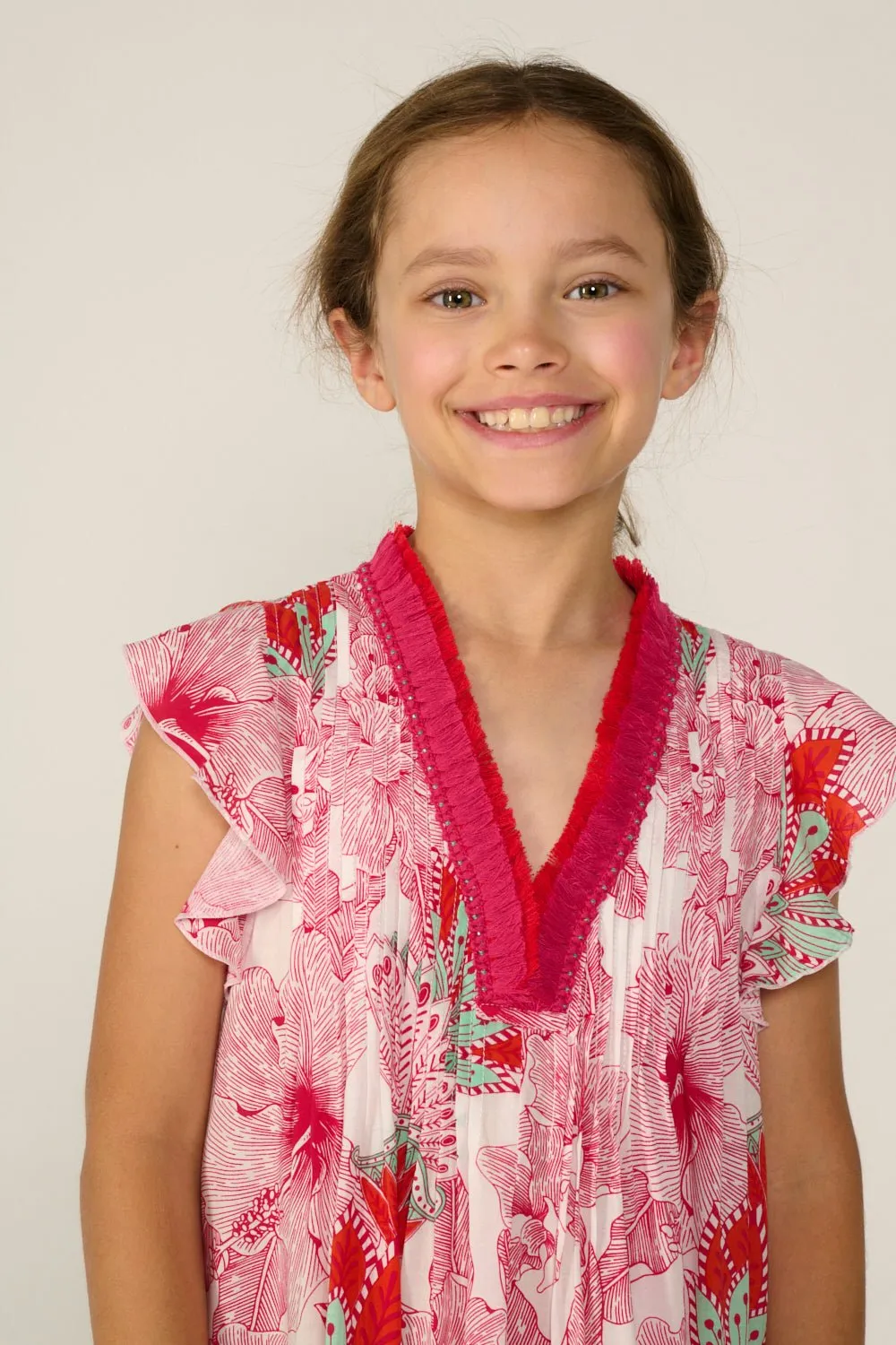 Mini Dress Sasha for girls - Pink Padang sold by Poupette St Barth product image thumbnail 3