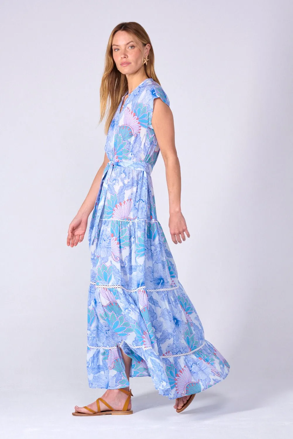 Long Dress Kora - Blue Padang sold by Poupette St Barth product image thumbnail 3
