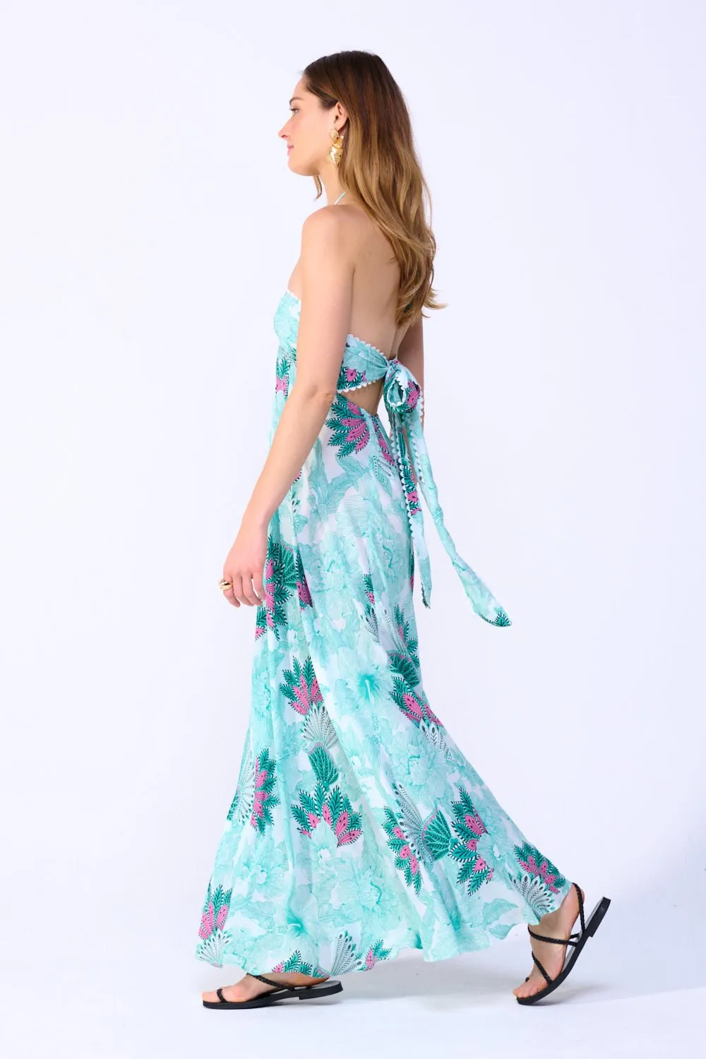 Long Dress Carla - Green Padang sold by Poupette St Barth product image thumbnail 4