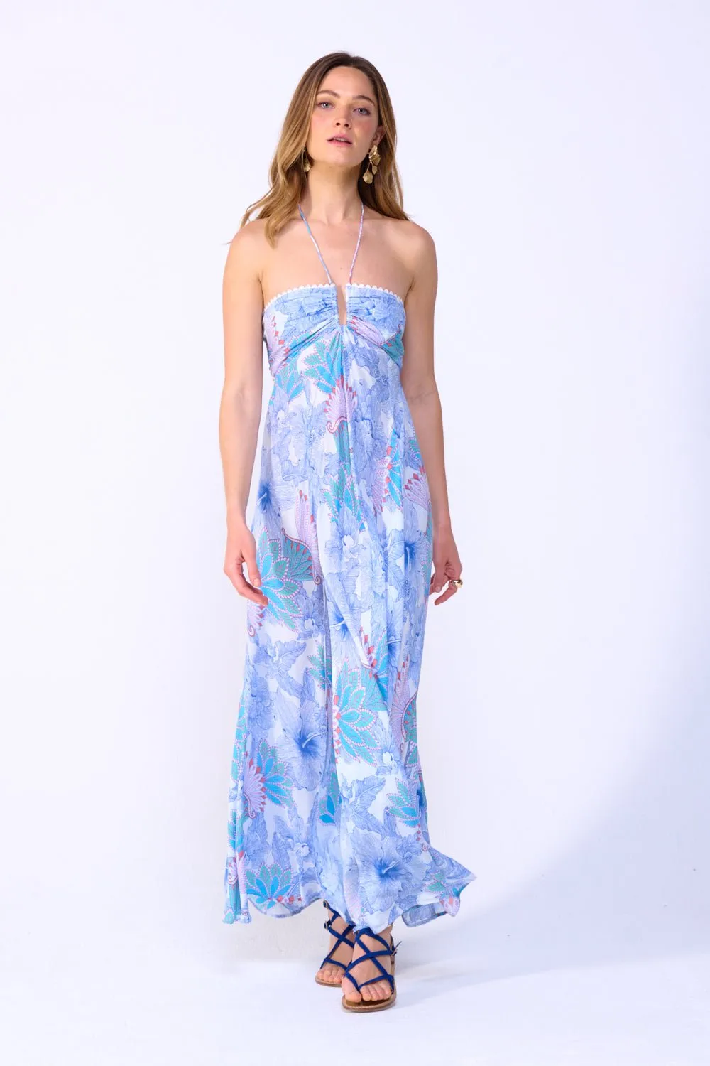 Long Dress Carla - Blue Padang sold by Poupette St Barth product image thumbnail 3