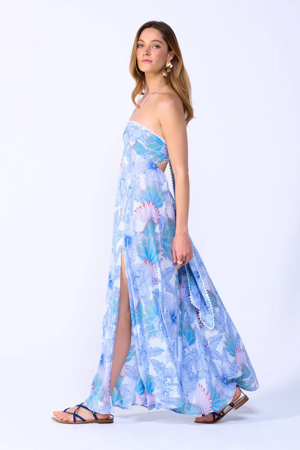 Long Dress Carla - Blue Padang sold by Poupette St Barth product image thumbnail 4