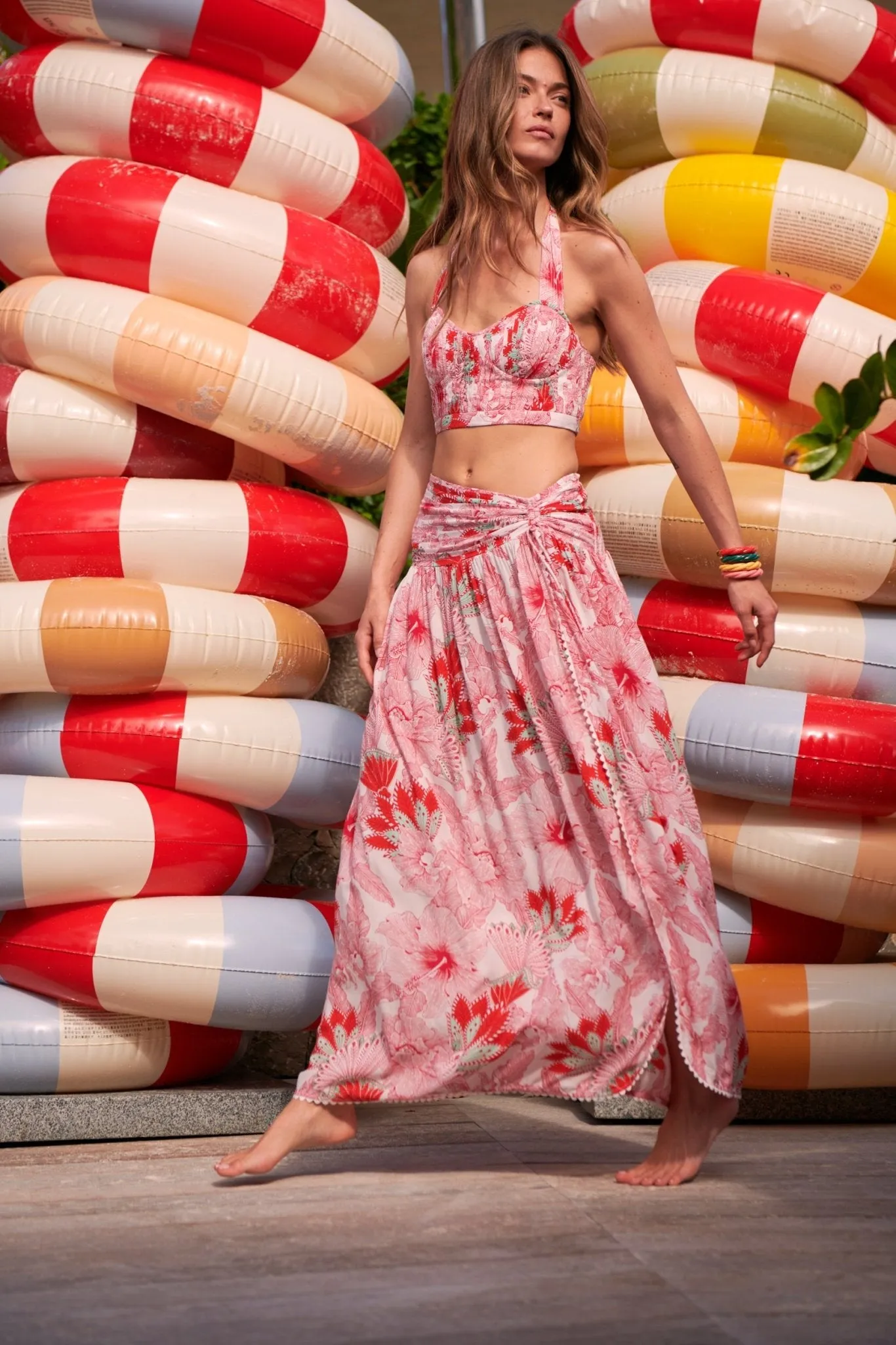 Long Skirt Carla - Pink Padang sold by Poupette St Barth