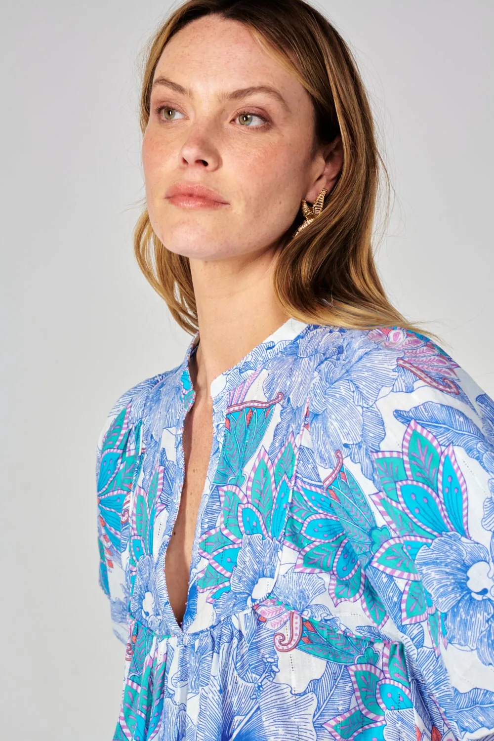 Blouse Flores - Blue Padang sold by Poupette St Barth product image thumbnail 4