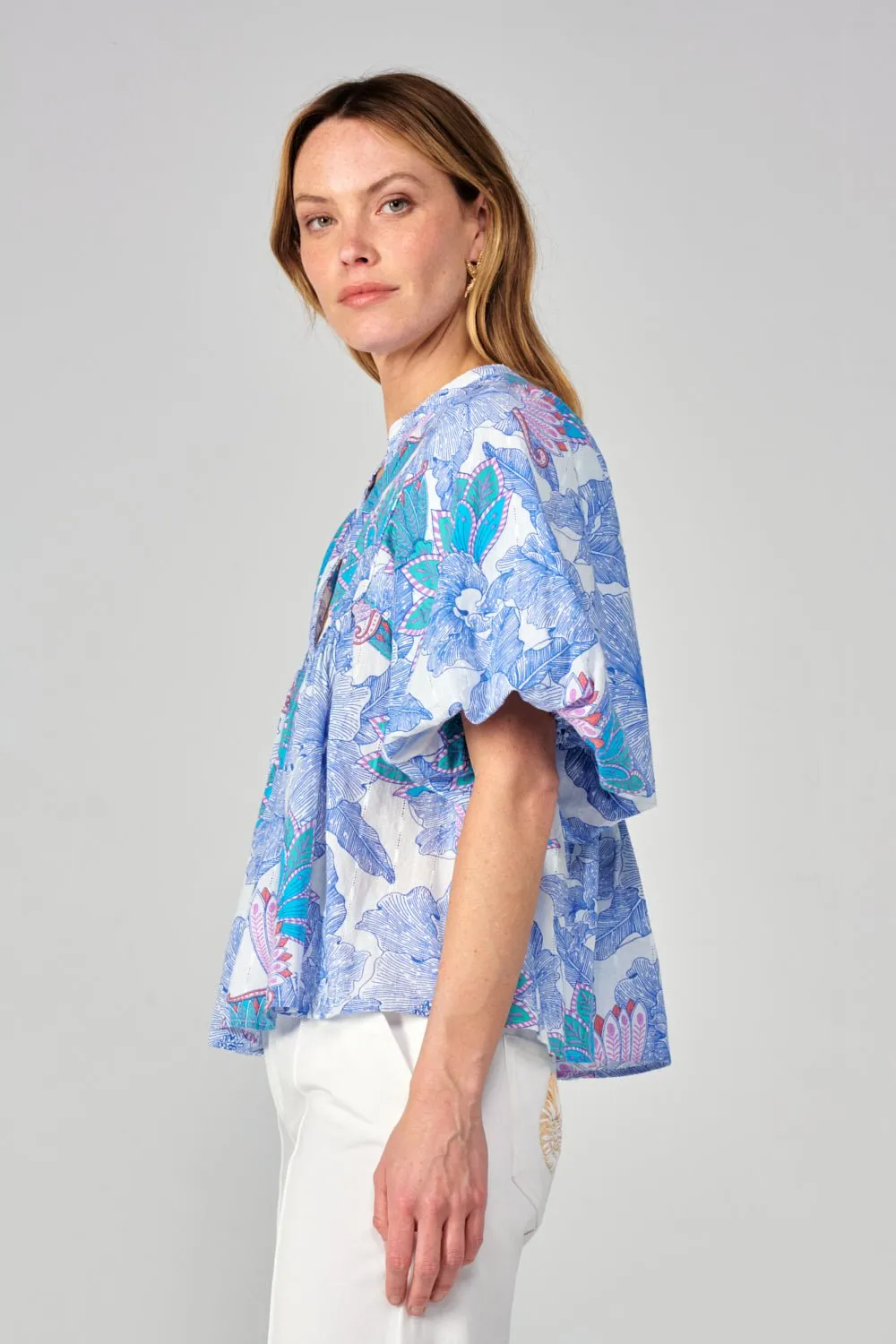 Blouse Flores - Blue Padang sold by Poupette St Barth product image thumbnail 2