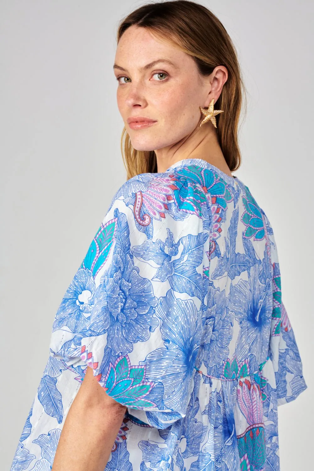 Blouse Flores - Blue Padang sold by Poupette St Barth product image thumbnail 3
