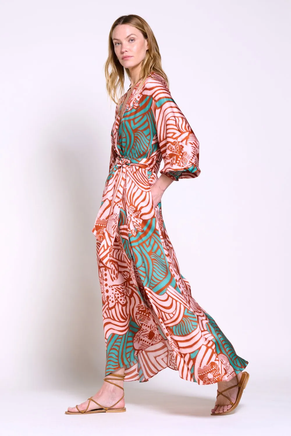 Long Dress Kristen - Brick Japonism sold by Poupette St Barth product image thumbnail 3