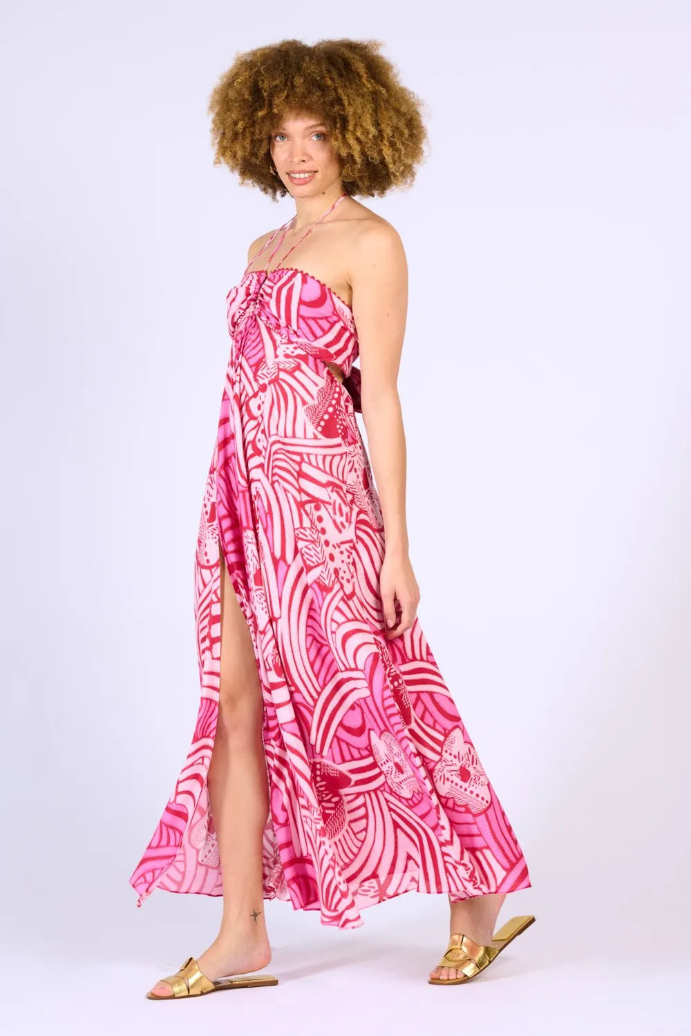 Long Dress Carla - Pink Japonism sold by Poupette St Barth product image thumbnail 4