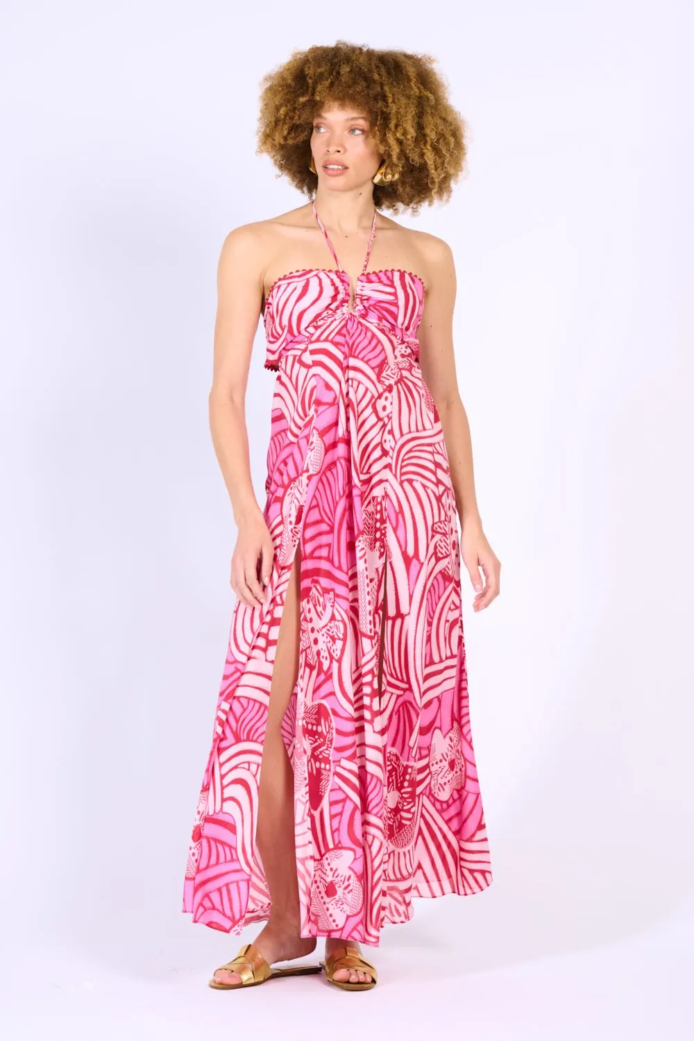 Long Dress Carla - Pink Japonism sold by Poupette St Barth product image thumbnail 3