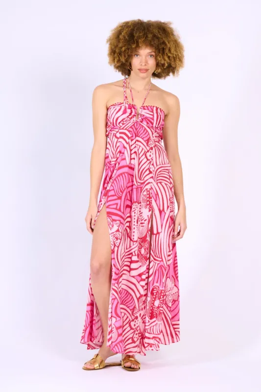 Long Dress Carla - Pink Japonism sold by Poupette St Barth