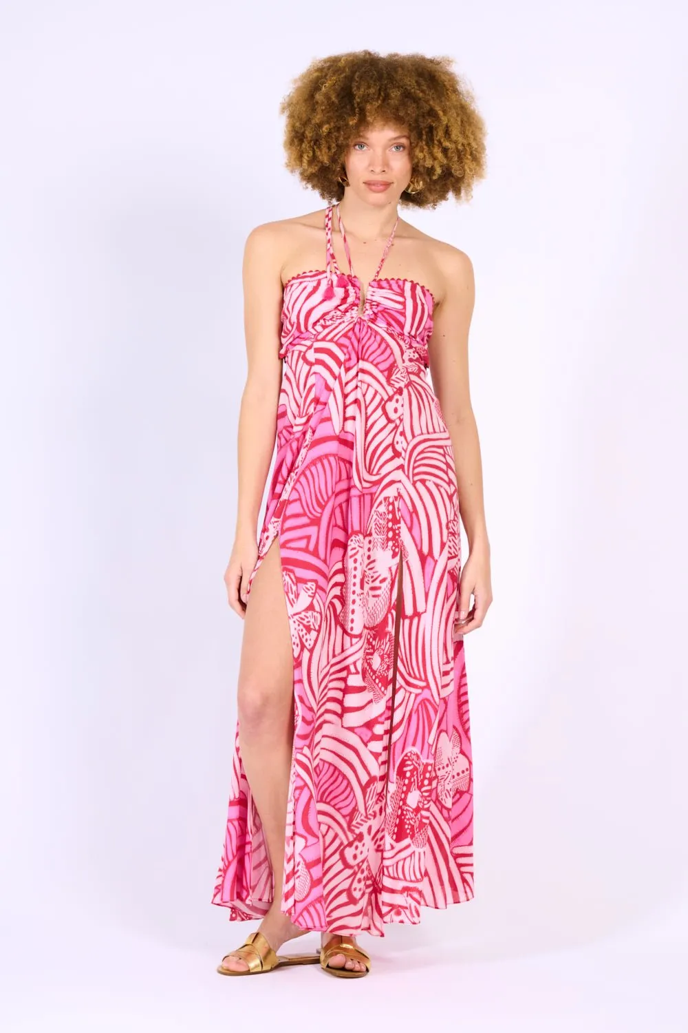 Long Dress Carla - Pink Japonism sold by Poupette St Barth