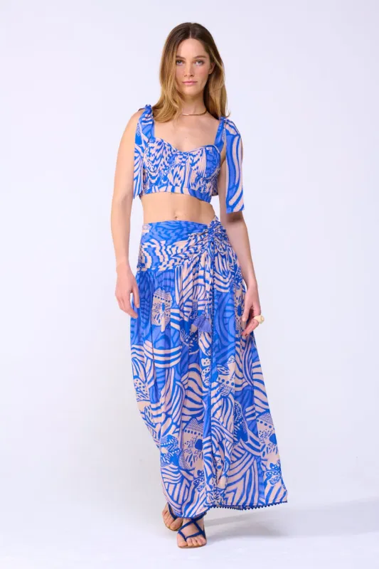 Long Skirt Carla - Blue Japonism sold by Poupette St Barth