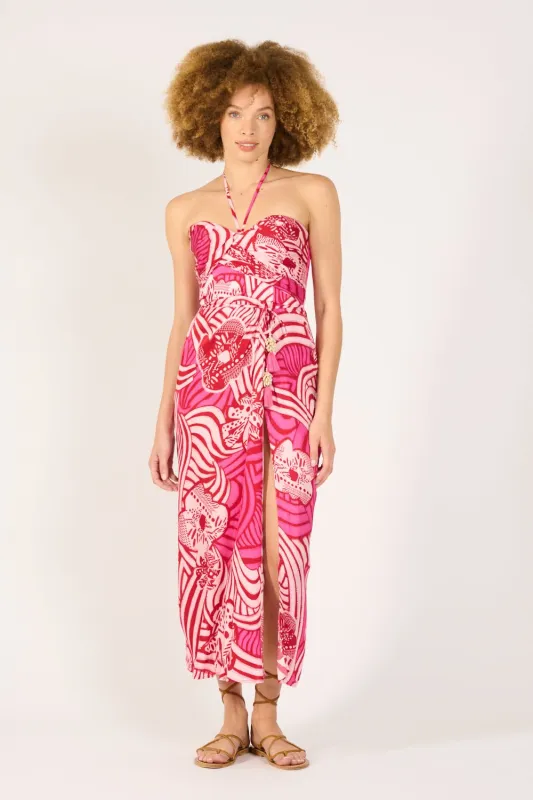 Long Dress Collina - Pink Japonism sold by Poupette St Barth