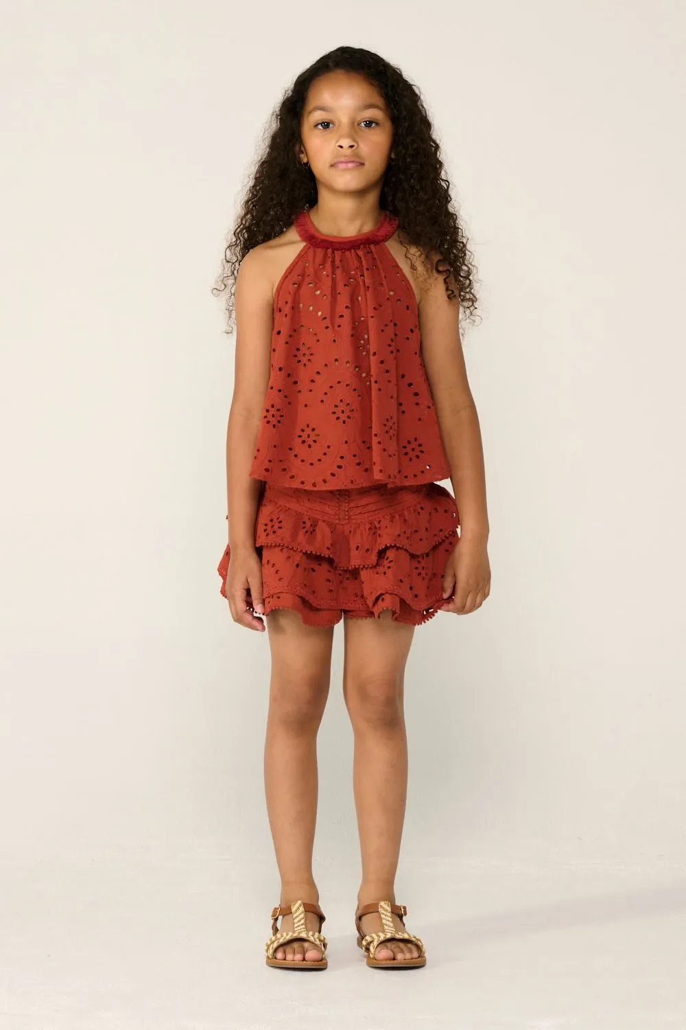 Mini Skirt Alizee for girls - Paprika sold by Poupette St Barth