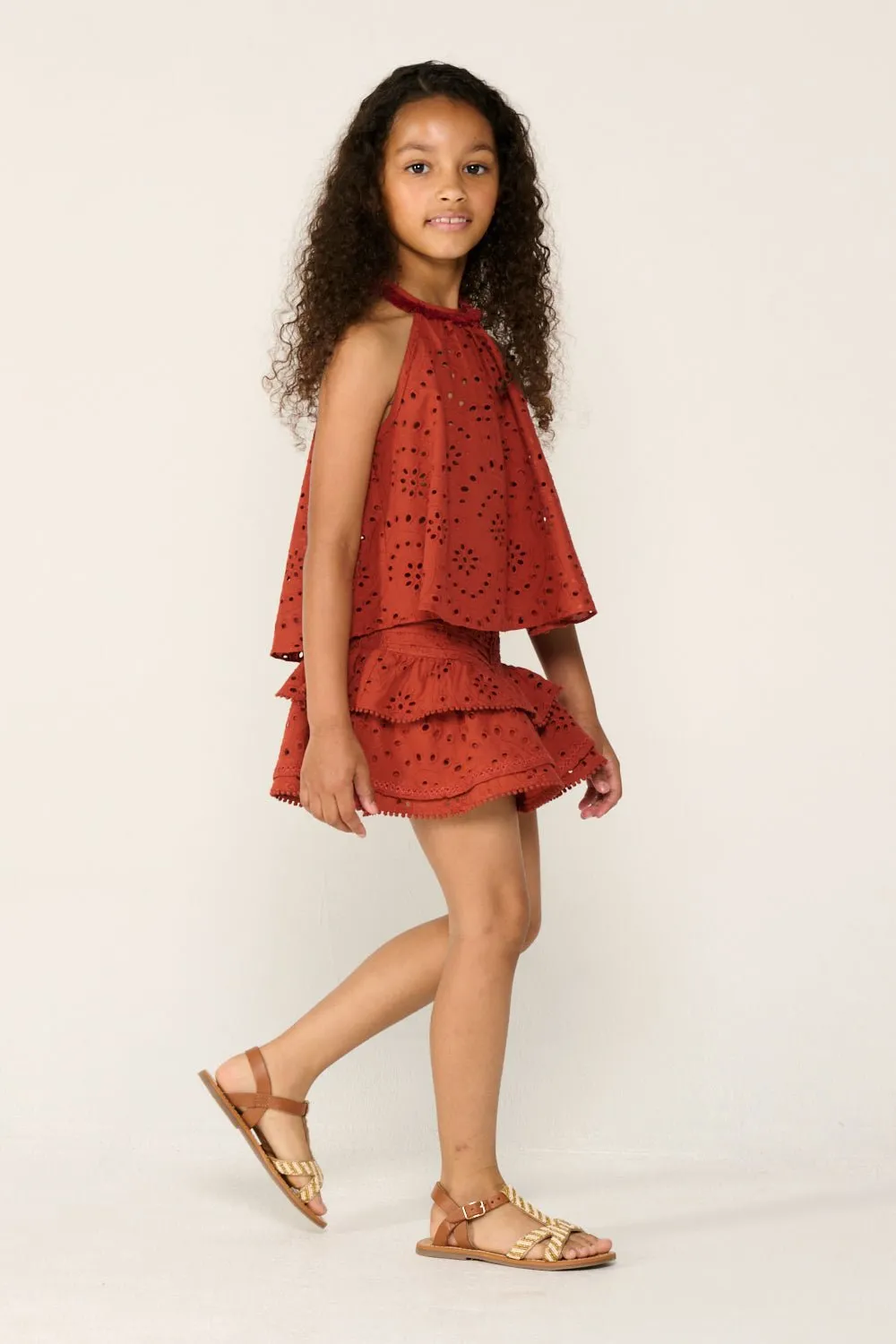 Mini Skirt Alizee for girls - Paprika sold by Poupette St Barth product image thumbnail 2