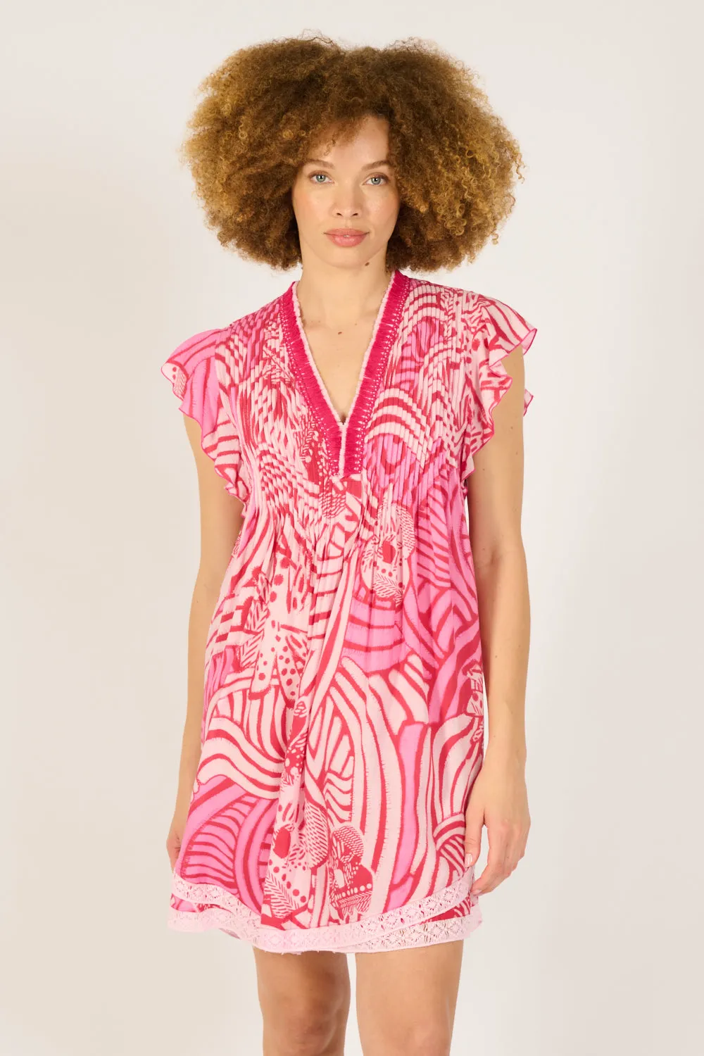 Mini Dress Sasha - Pink Japonism sold by Poupette St Barth product image thumbnail 3