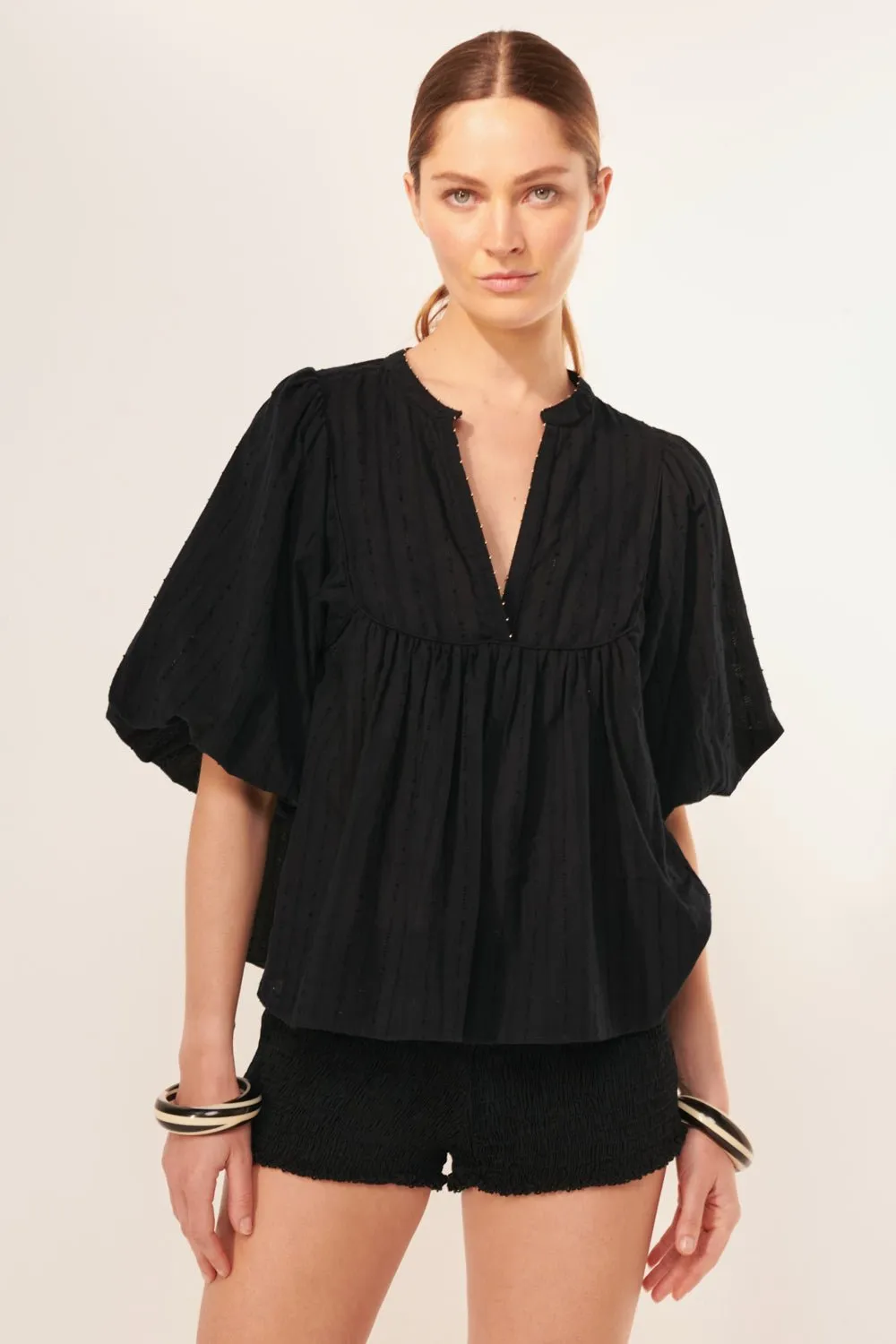 Blouse Flores - Black sold by Poupette St Barth