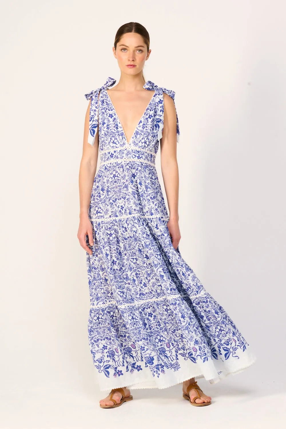 Long Dress Perla - Blue Tiare sold by Poupette St Barth