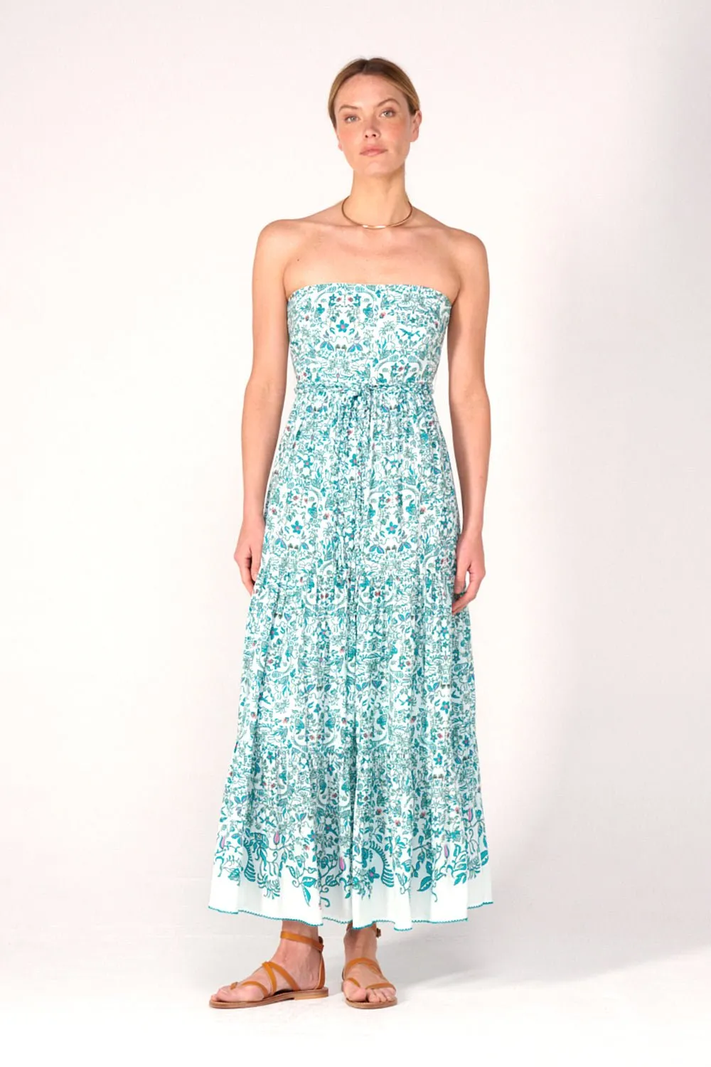 Long Dress Thelma - Green Tiare sold by Poupette St Barth product image thumbnail 3