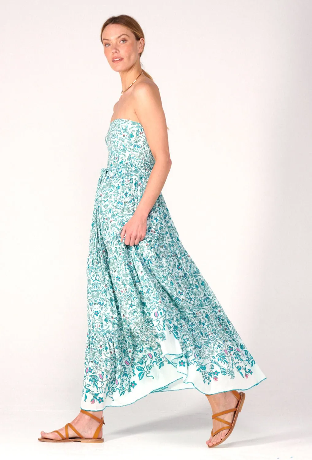 Long Dress Thelma - Green Tiare sold by Poupette St Barth product image thumbnail 4