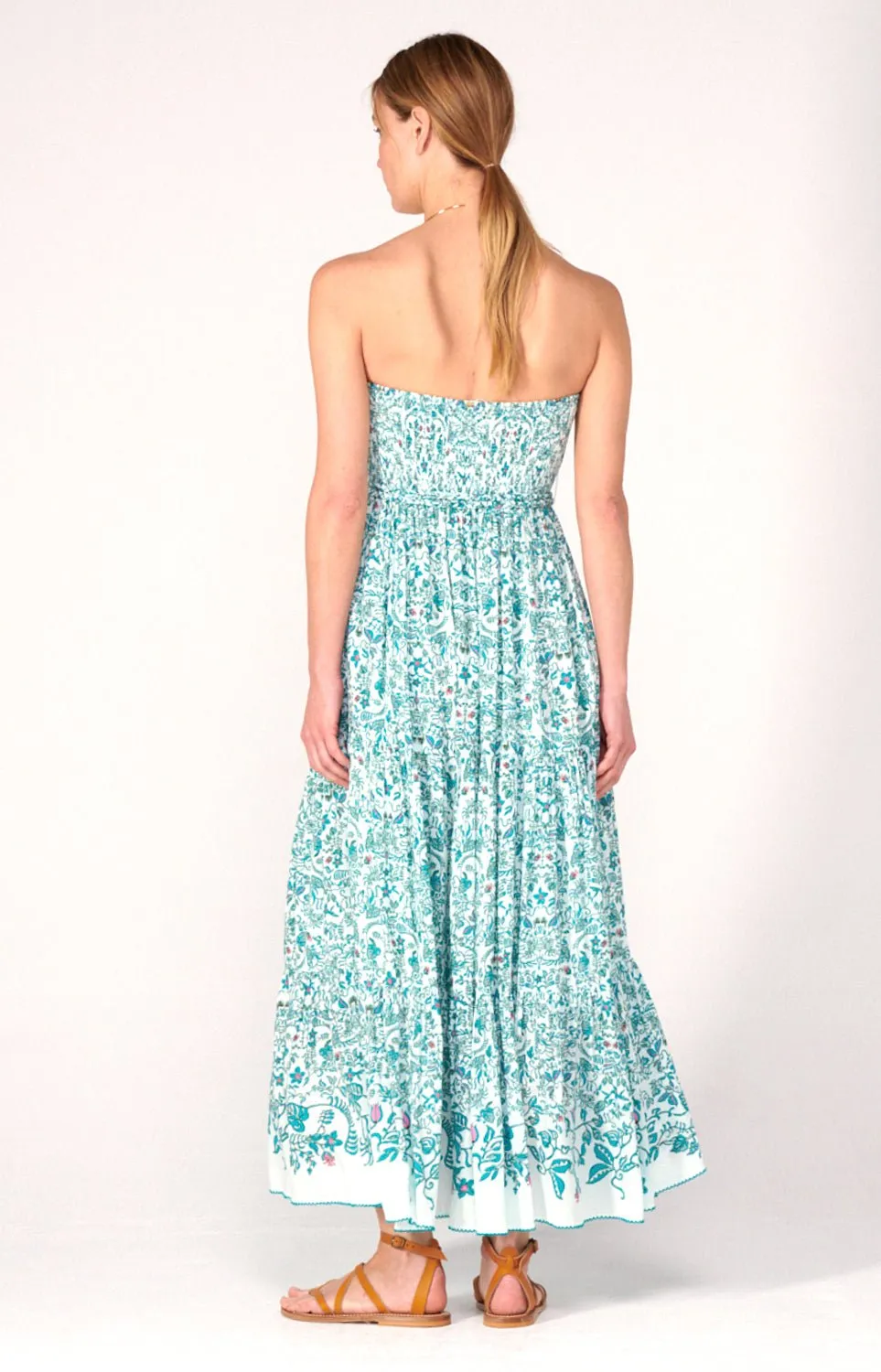 Long Dress Thelma - Green Tiare sold by Poupette St Barth product image thumbnail 5