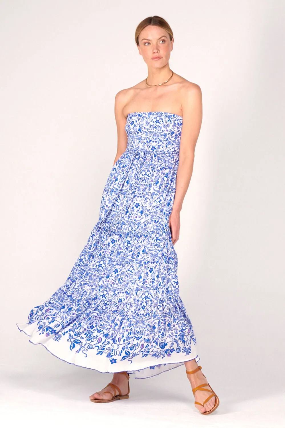 Long Dress Thelma - Blue Tiare sold by Poupette St Barth