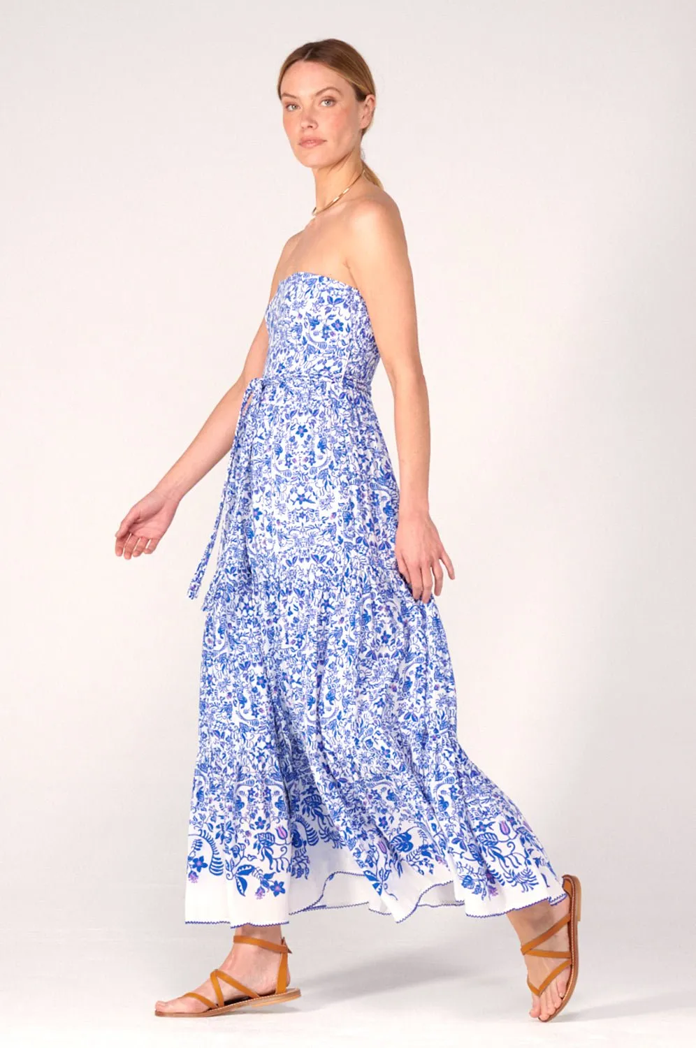 Long Dress Thelma - Blue Tiare sold by Poupette St Barth product image thumbnail 3