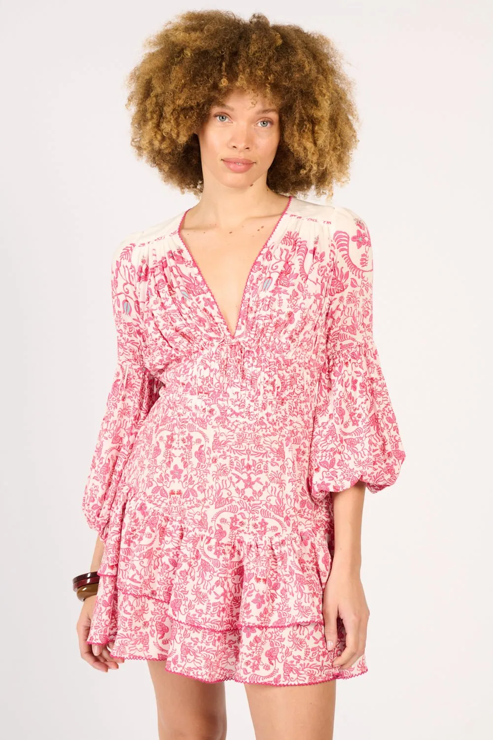 Mini Dress Chiara - Pink Tiare sold by Poupette St Barth