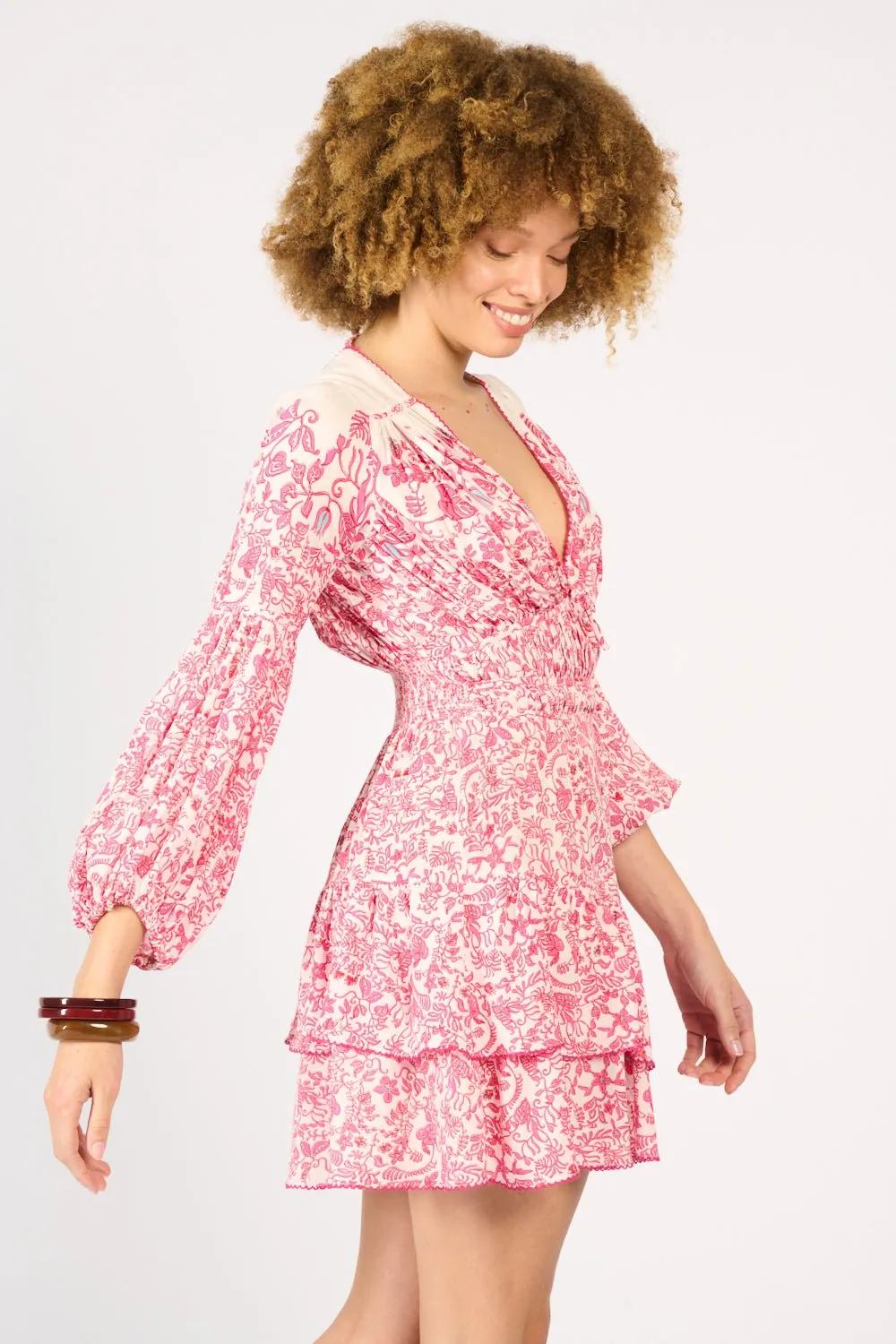 Mini Dress Chiara - Pink Tiare sold by Poupette St Barth product image thumbnail 3