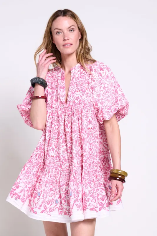 Mini Dress Cruz - Pink Tiare sold by Poupette St Barth