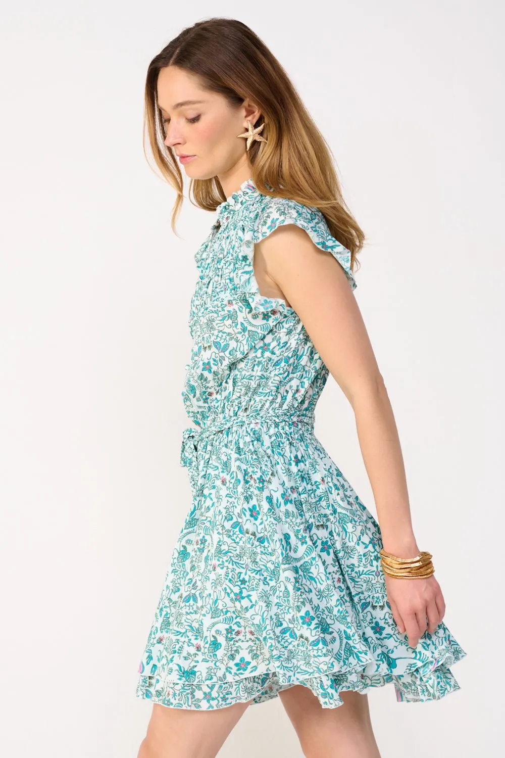 Mini Dress Callie - Green Tiare sold by Poupette St Barth product image thumbnail 3