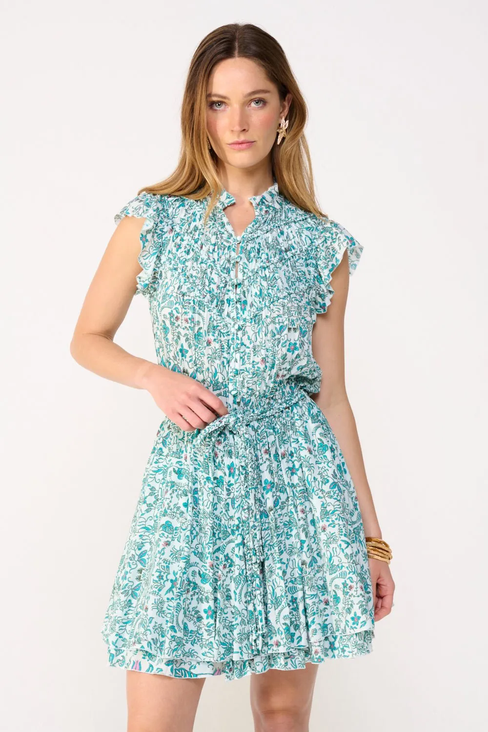 Mini Dress Callie - Green Tiare sold by Poupette St Barth