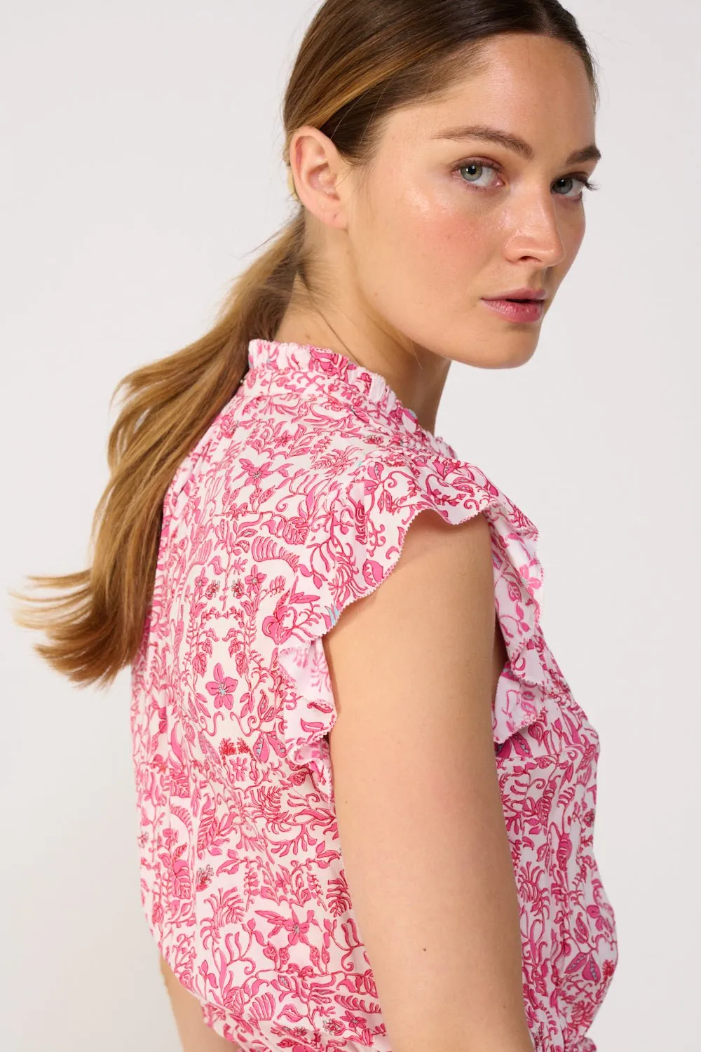 Mini Dress Callie - Pink Tiare sold by Poupette St Barth product image thumbnail 3